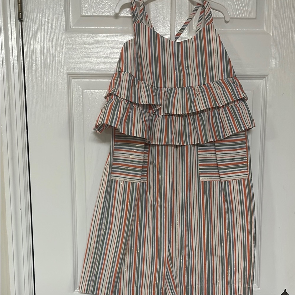 Striped Kids Shirt with Ruffle Detail and matching flowy pants